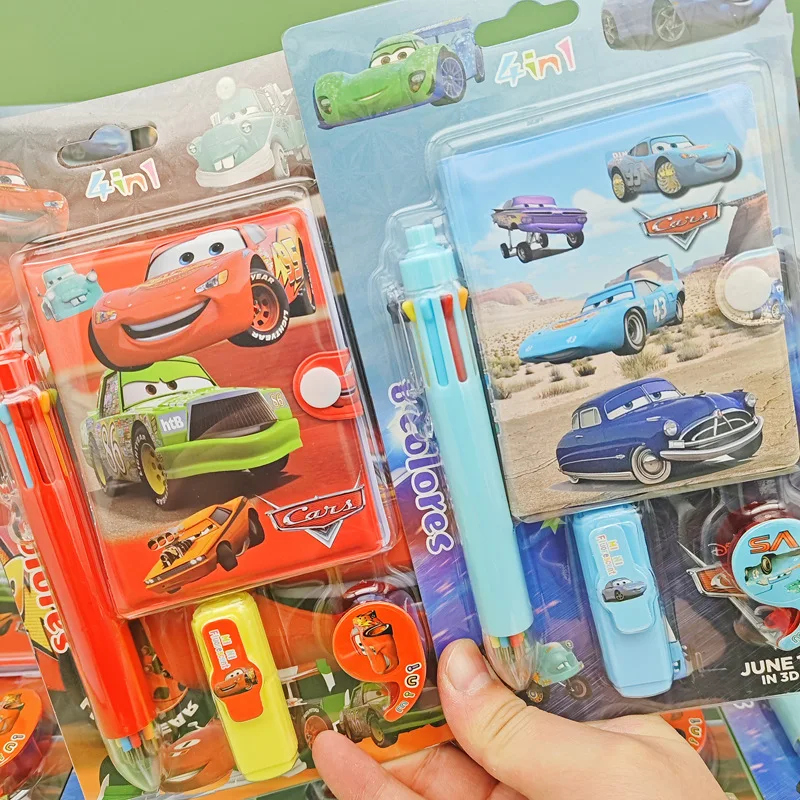 Фото Набор канцелярских принадлежностей Pixar Cars 3: милый мини-блокнот с мультяшным персонажем Молния Маккуин, ручка, подарок для детей, награда для школьников №2