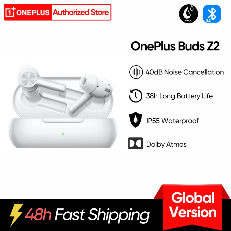 

Global Version OnePlus Buds Z2 Bluetooth Earphones 40dB Active Noise Cancelling Headphone True Wireless Stereo For Oneplus 10Pro