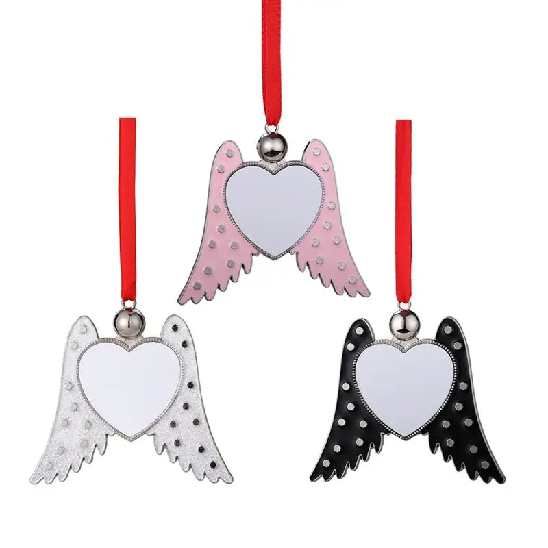 

3pcs Heat Transfer Hanging Angel Wing Decoration Christmas Tree Small Pendants Metal Heat Transfer Angel Wings Christmas Decor