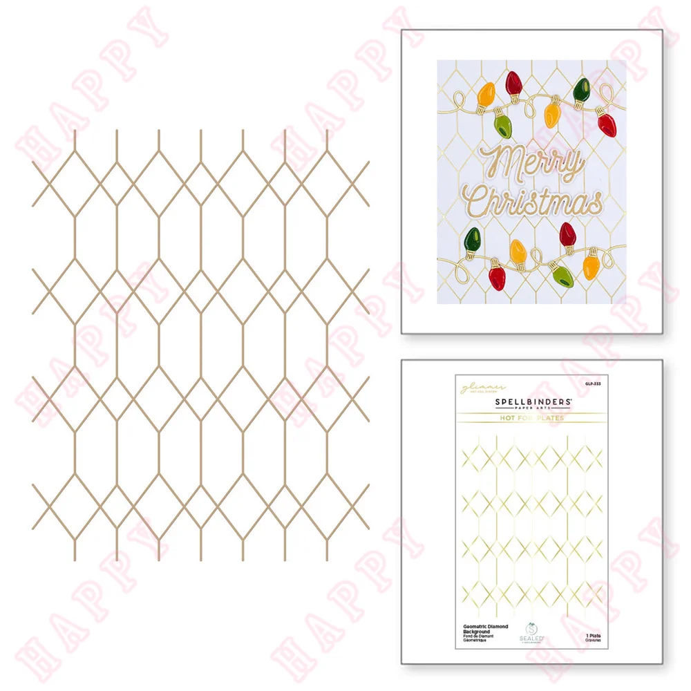 

Christmas Metal Cutting Hot Foil Tree Geometric Diamond Background DIY Scrapbooking Envelope Diary Photo Album Paper Cards Mould