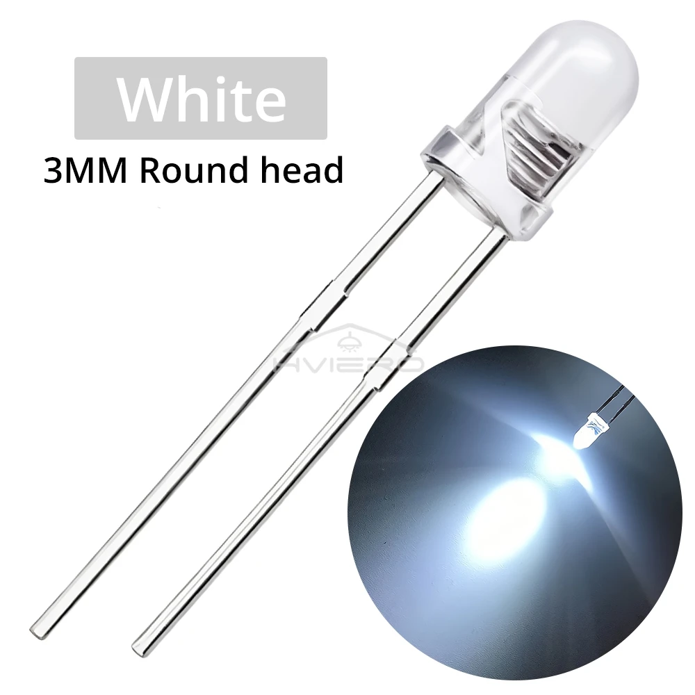 

Набор светодиодов HVIERO F3 3mm круглые белые, красные, синие, зеленые 100 шт