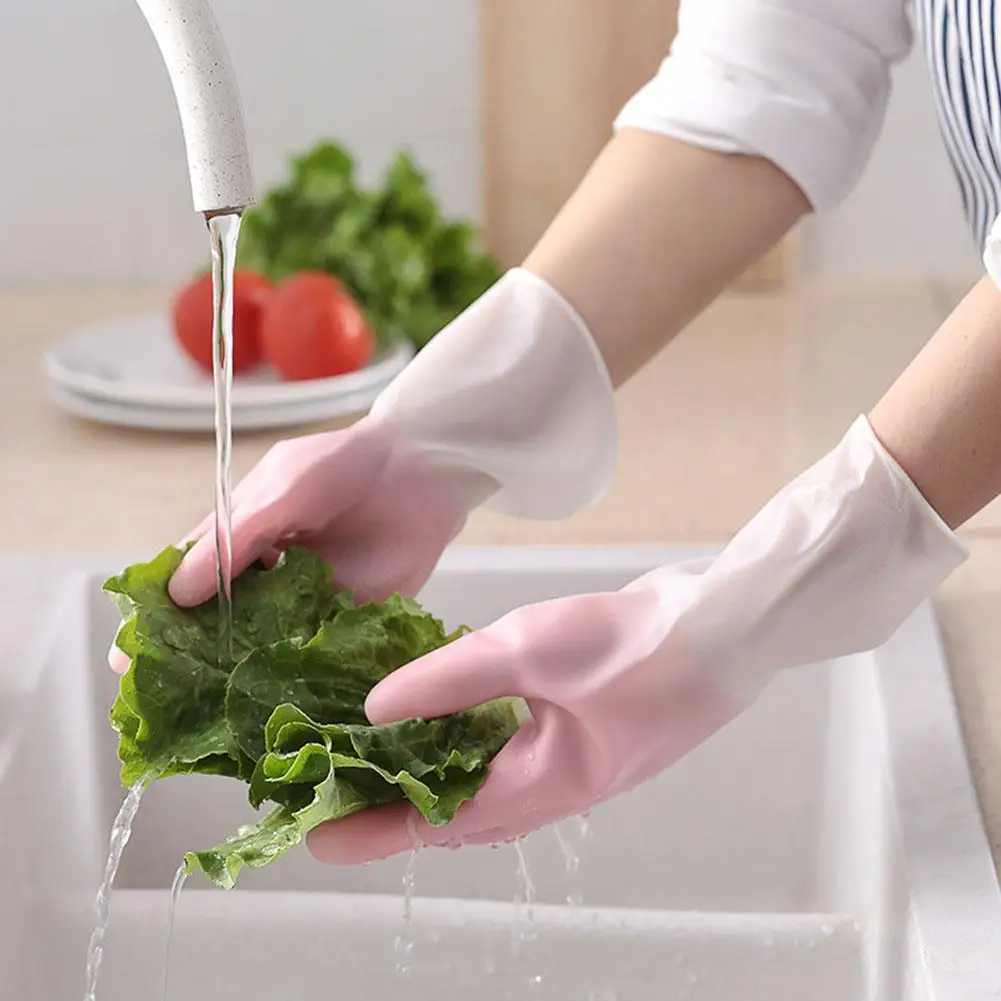 

1 pair Household Cleaning Gloves Waterproof Lengthening Dishwashing Laundry Wear-Resistant Non-slip Cleaning Gloves Kitchen Tool