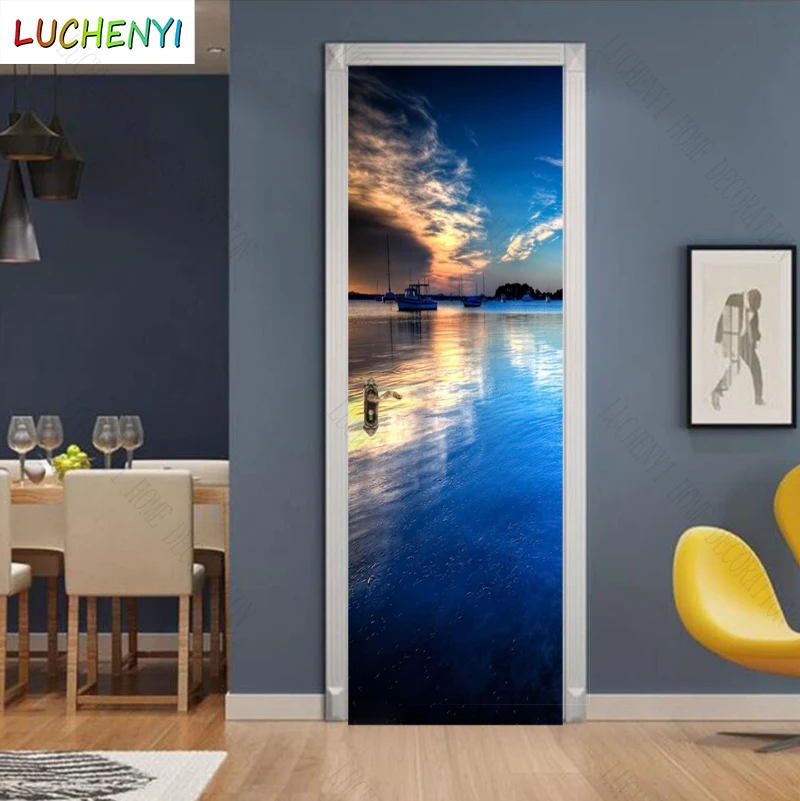 

Papel de parede sun Sunset, темно-синее небо, Пляжное отражение, пейзаж, дверная наклейка, фреска, украшение для дома