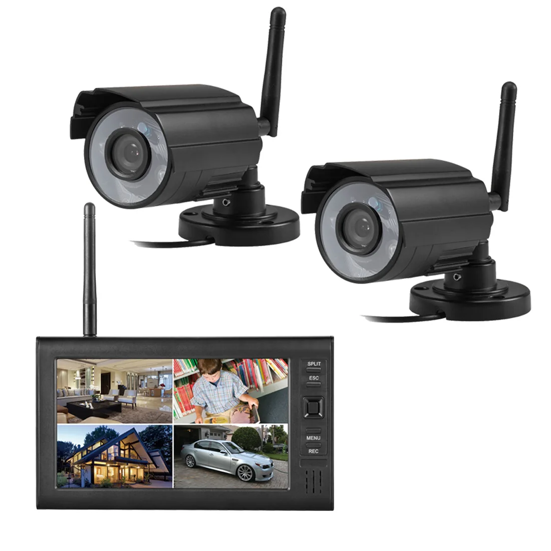 

7-inch Video Intercom Four-screen Monitoring Set LCD IP Camera Wireless Security Home Alarm Camera Intelligent Monitoring