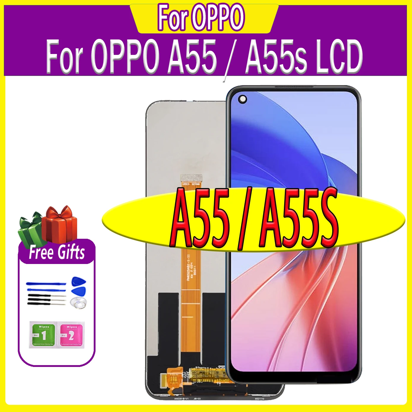 ЖК-дисплей 6 51 дюйма для Oppo A55 4G/A55 5G Lcd CPH2325 PEMM00 сенсорный экран OPPO A55S CPH2385 дисплей в