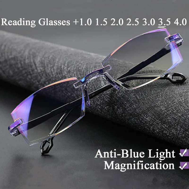 

+1.0 To +4.0 Fashion New Anti Blue Light Reading Eyeglasses Magnification Eyewear Presbyopic Glasses Diopter Dimond Cutting