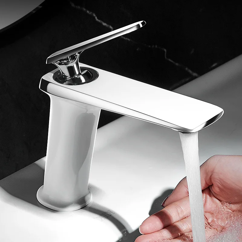 

BEZO Brass Modern Bathroom Basin Faucet Simple Design Washbasin Tap Mixer Chrome Black Single Hole Crane Deck Mounted Tap