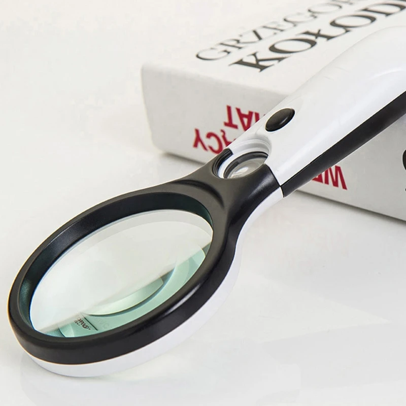 Увеличительное стекло с подсветкой 3X 45X Ручное большое увеличительное 3