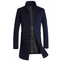 winter men overcoat single breasted jacket fashion solid color trench coat long sleeve warm outwear windbreaker 2021