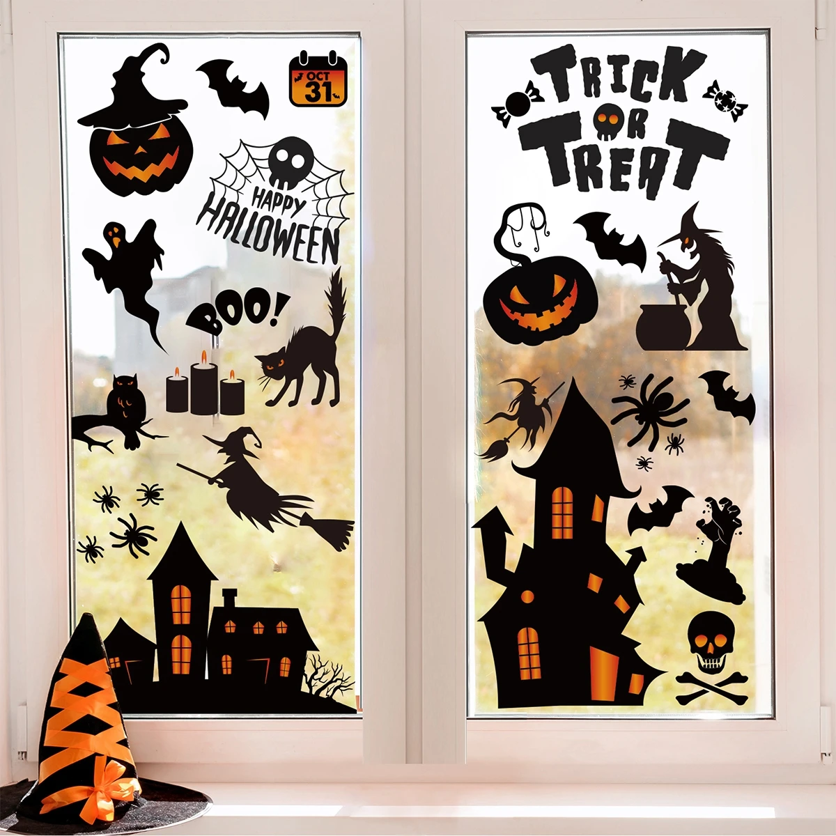 Наклейки на окна Хэллоуин наклейки для Хэллоуина искусственное украшение