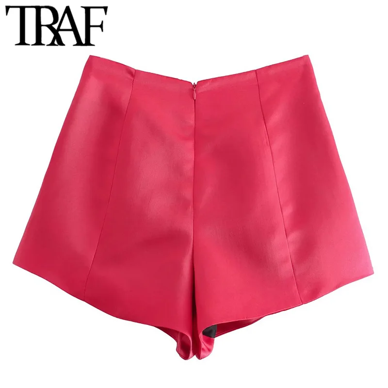 Шорты-бермуды женские плиссированные с завышенной талией и молнией сзади |