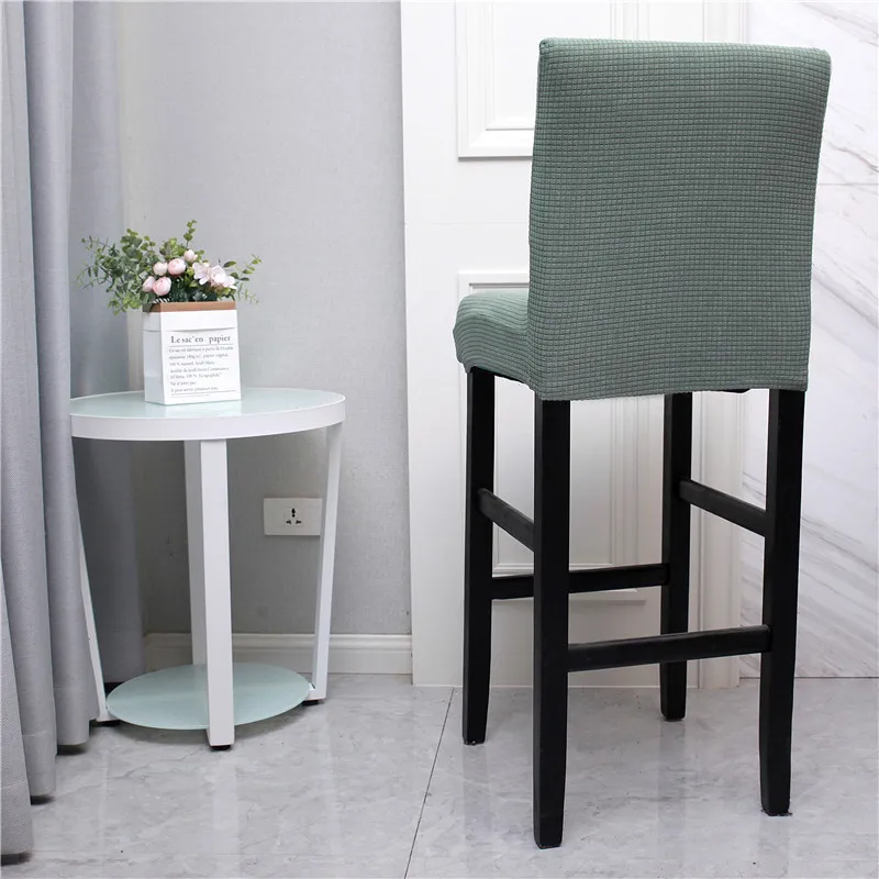 Эластичный чехол для барного стула однотонный жаккардовый с низкой спинкой кафе