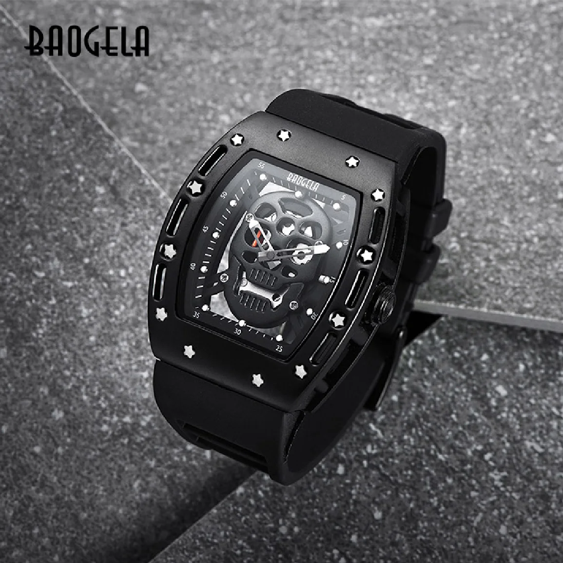 

BAOGELA New Arrival Style Pirate Skull Quartz Men Watches Military Silicone Brand Mens Sports Watch Waterproof Relogio Masculino