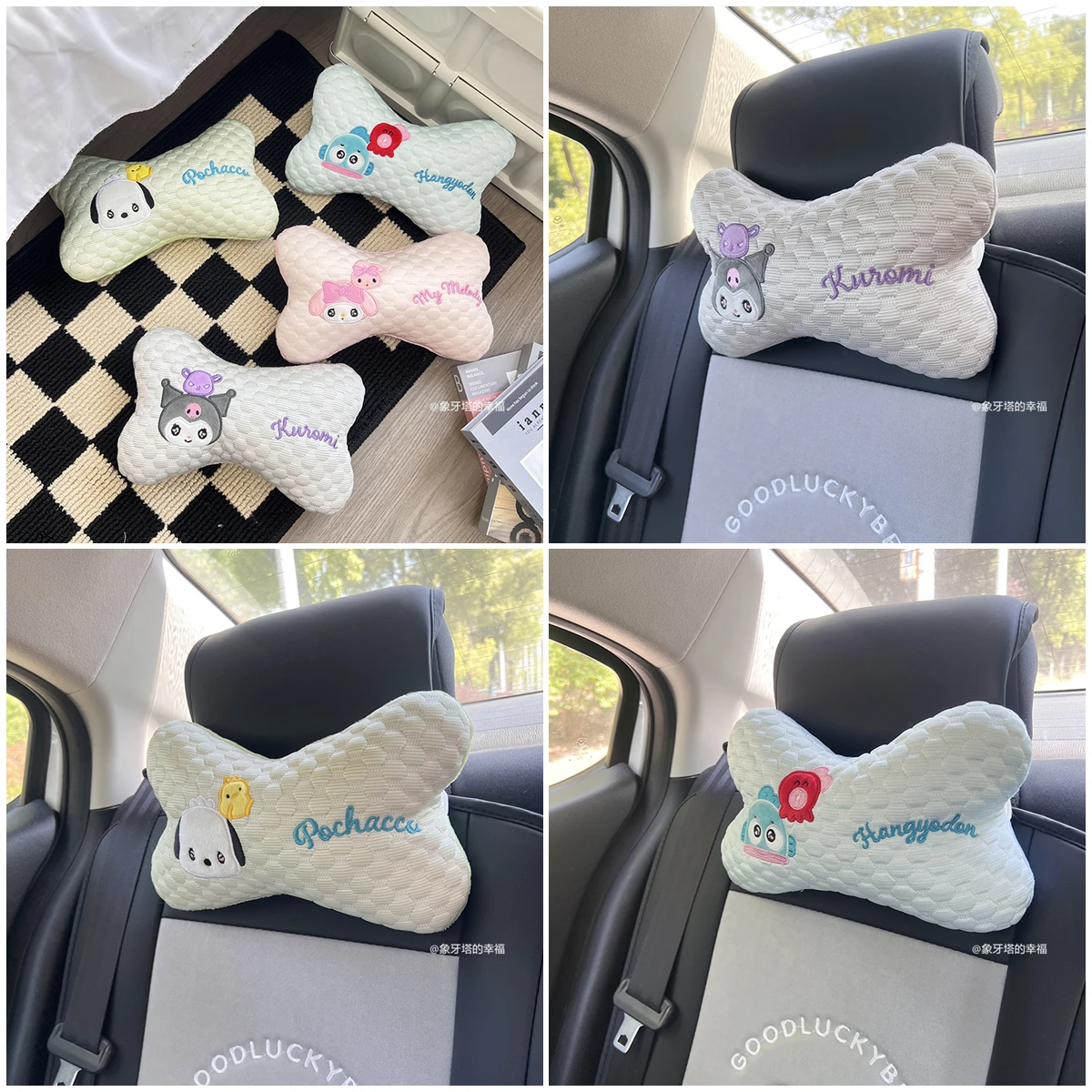 

Cute Kuromi My Melody Hangyodon Pochacco Headrest For Car Seat Chair Lovely Stuffed Anime Plush Toy Headrest Neck Pillow Girl