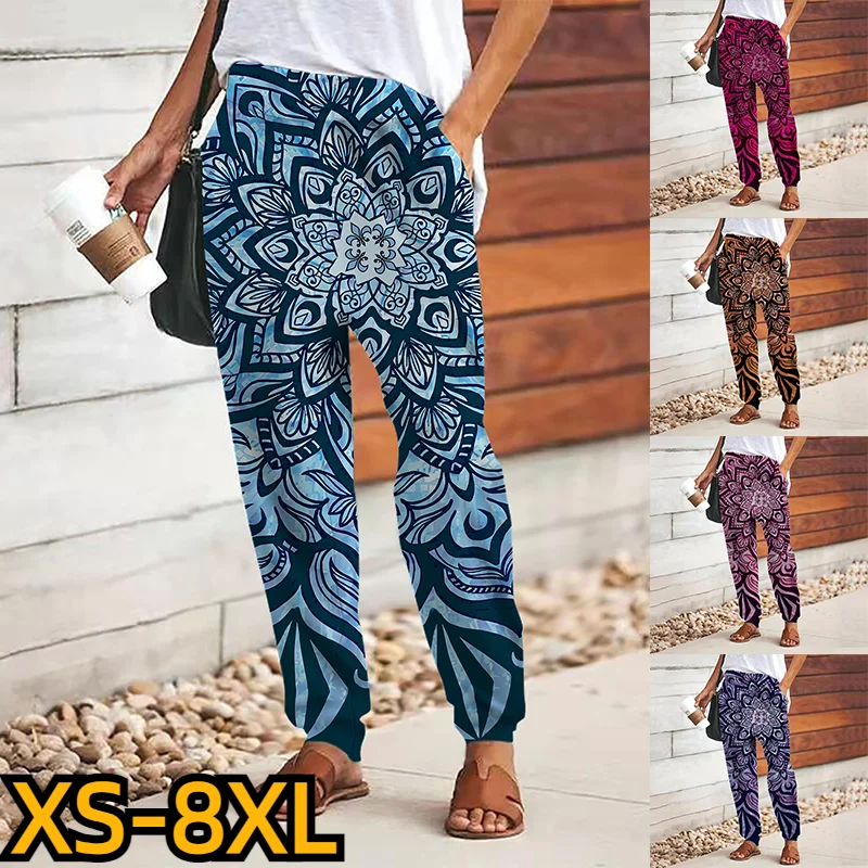 

2023 New Women's Fashion Casual Trousers Weekend Blend High Waist Baggy Full Length Wide Leg Trousers Comfort New Print Pants