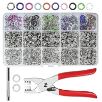 200sets snap fasteners kit tool metal snap buttons rings with fastener pliers press tool kit for clothing sewing 10 colors