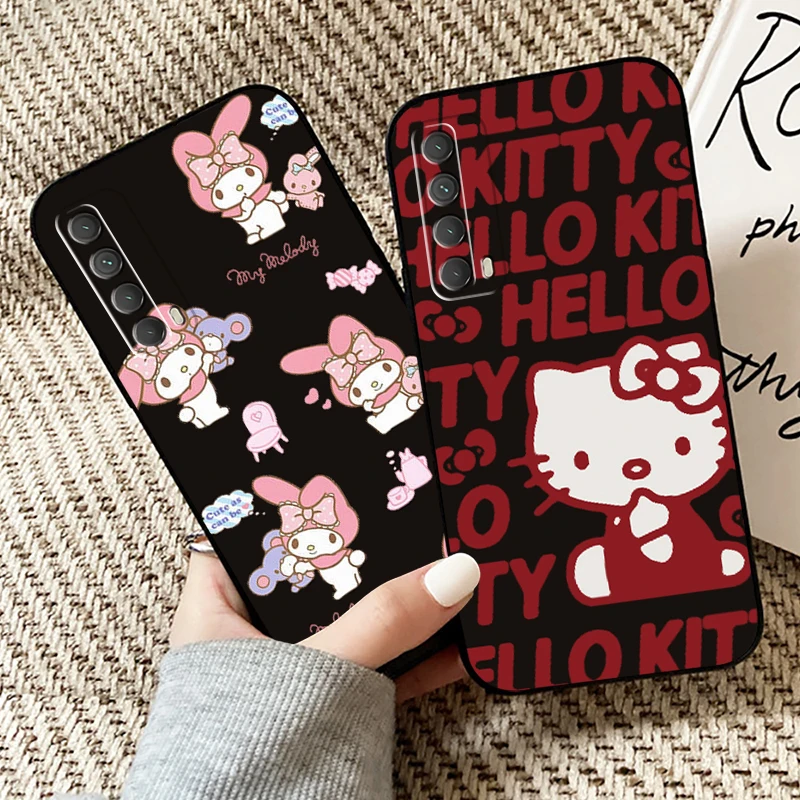 

Cartoon Hello Kitty Kuromi TAKARA TOMY Liquid Silicon Carcasa Coque Black Back