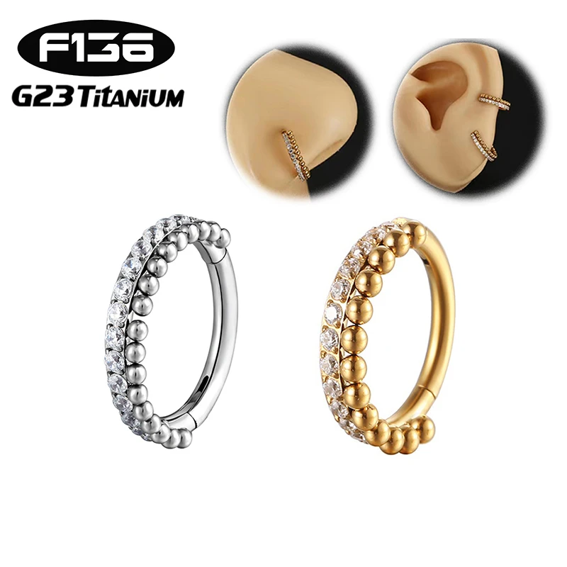 

16G Nose Ring Piercing G23 Titanium Helix Conch Cartilage Clicker Earrings CZ Nose Septum Goth Body Jewelry For Women Wholesale