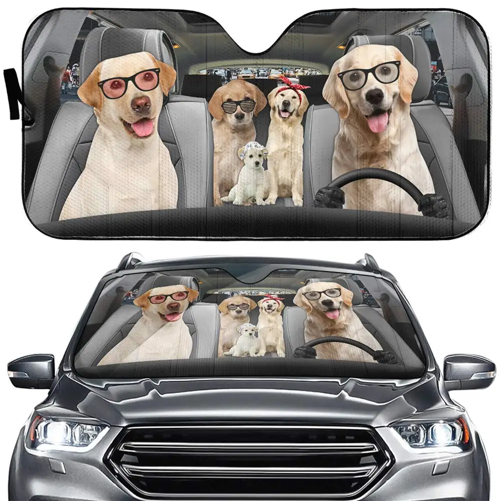 

Golden Retriever Car Sun Shade For Windshield Pet Dog Car Front Window Foldable Sun Shade Protection Most Cars SUV Truck Cars