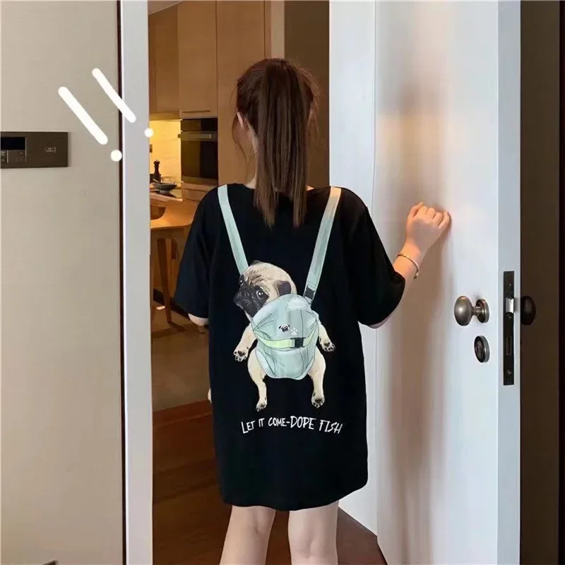 Новая летняя свободная футболка с рукавом до локтя для домашних животных модный