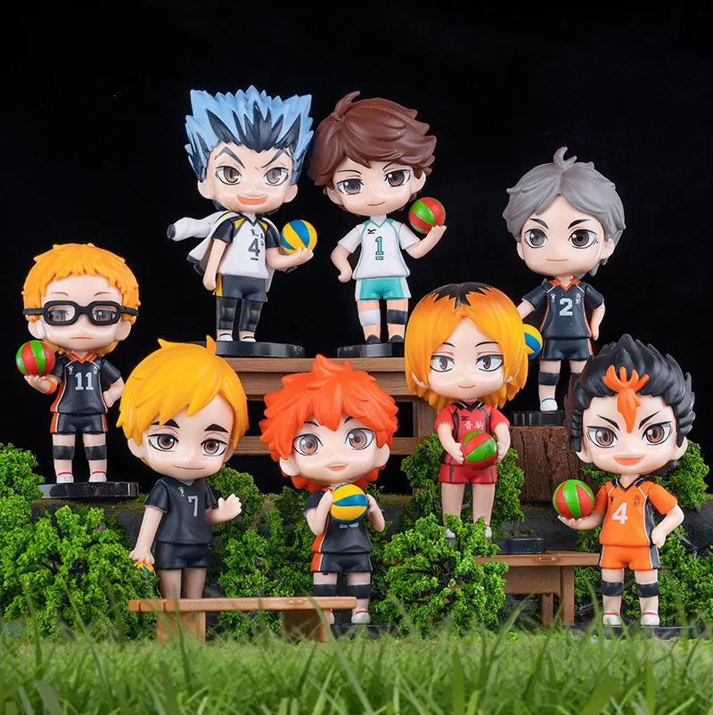 

8pcs Anime Haikyuu!! Kenma Kozume Shoyo Hinata Figure Kotaru Bokuto Yu Nishinoya Figurine Model Doll Toys