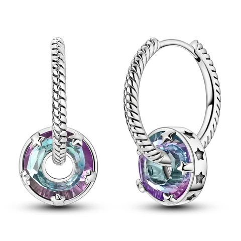 Серебряные серьги-капли со звездами