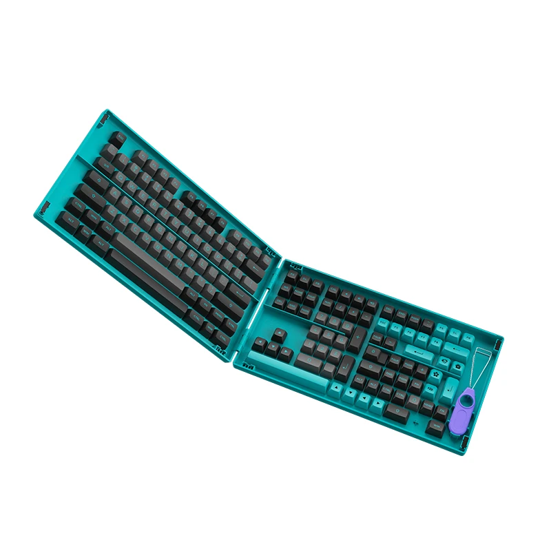 Akko Black &amp Cyan 197-клавиши ASA профиль Набор колпачков клавиш PBT Double-shot Полный с