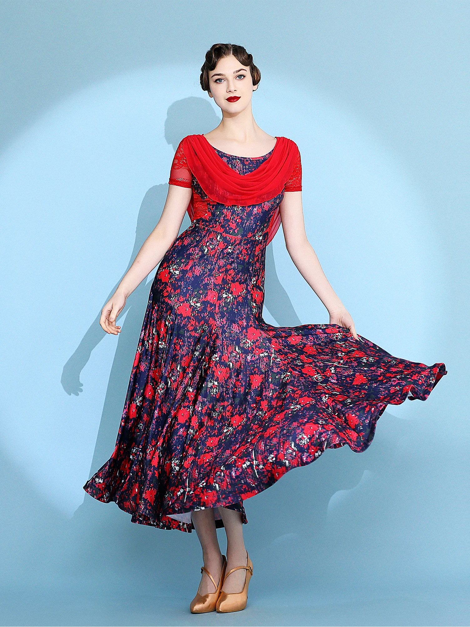 Yilследующий S9086 воротник-качалка, бегущая пряжа, национальный стандарт для современных танцев, стандартное платье Yilследующий S9086 воротник-качалка, бегущая пряжа, национальный стандарт для современных танцев, стандартное платье