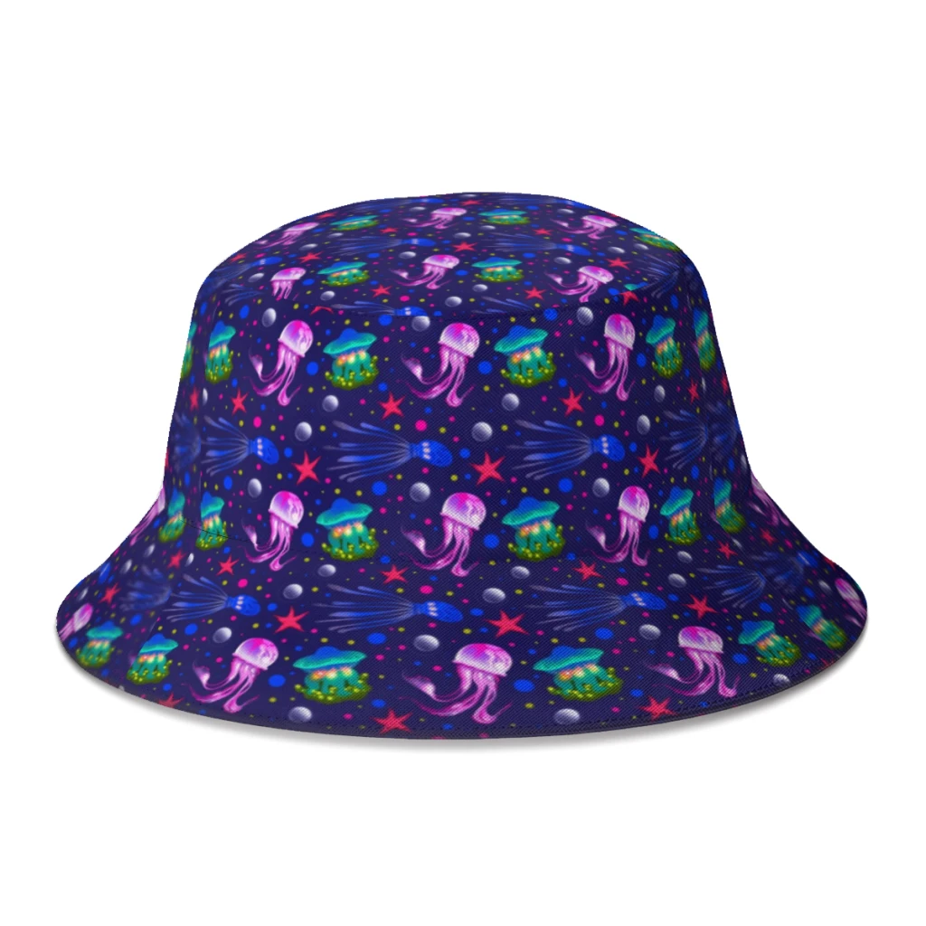 Summer Unisex Bucket Hat Sealife Jellyfish Pattern Women Men Fishing Fisherman Hat  Autumn Outdoor Travel Panama Cap for Bob