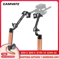 camvate 2pieces camera adjustable wooden handle grip with arri rosette m6 mounting thread 15mm single rod clamp extension arm