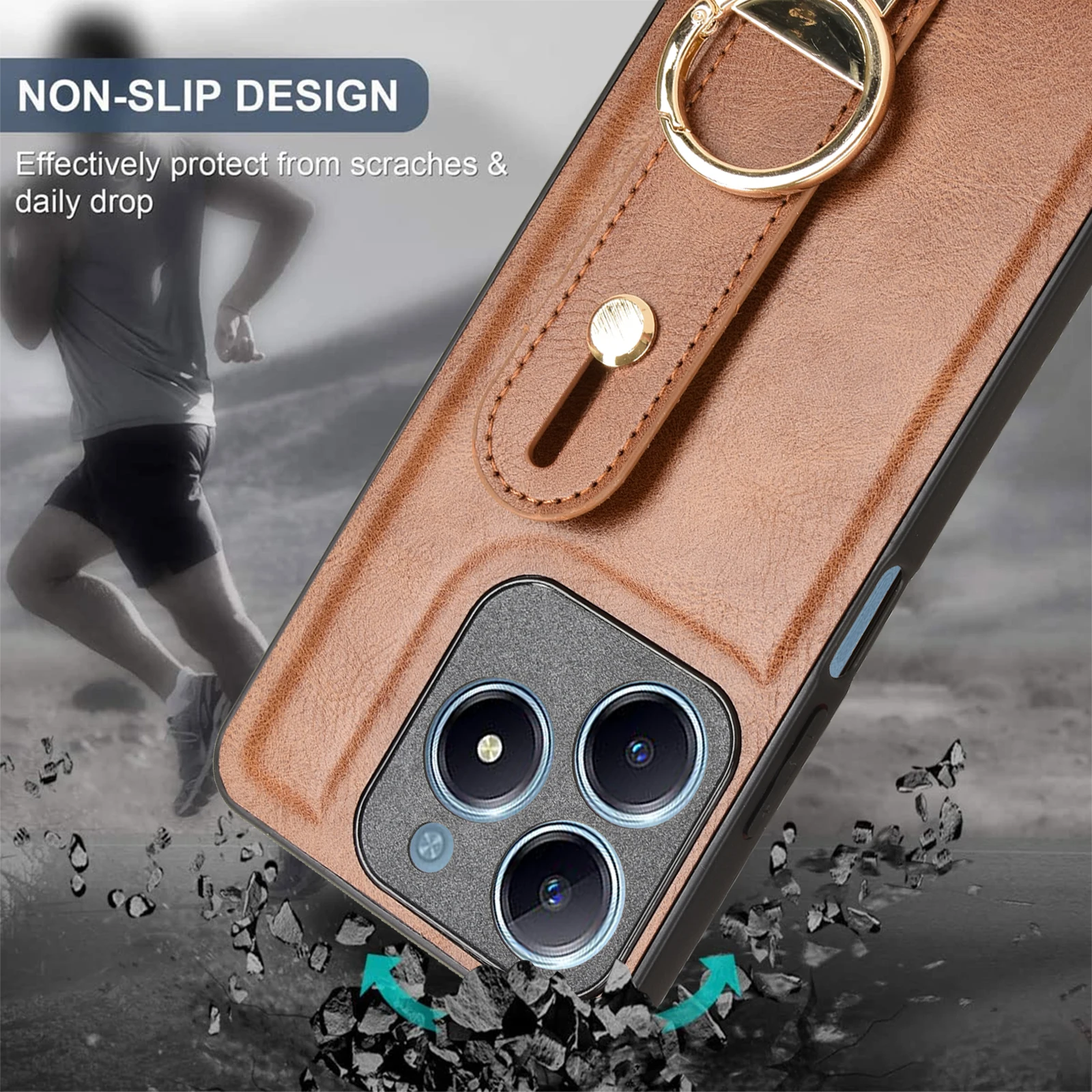 Для Realme C63 C 63 Новый противоударный деловой кожаный чехол для ремешка телефона C61 61