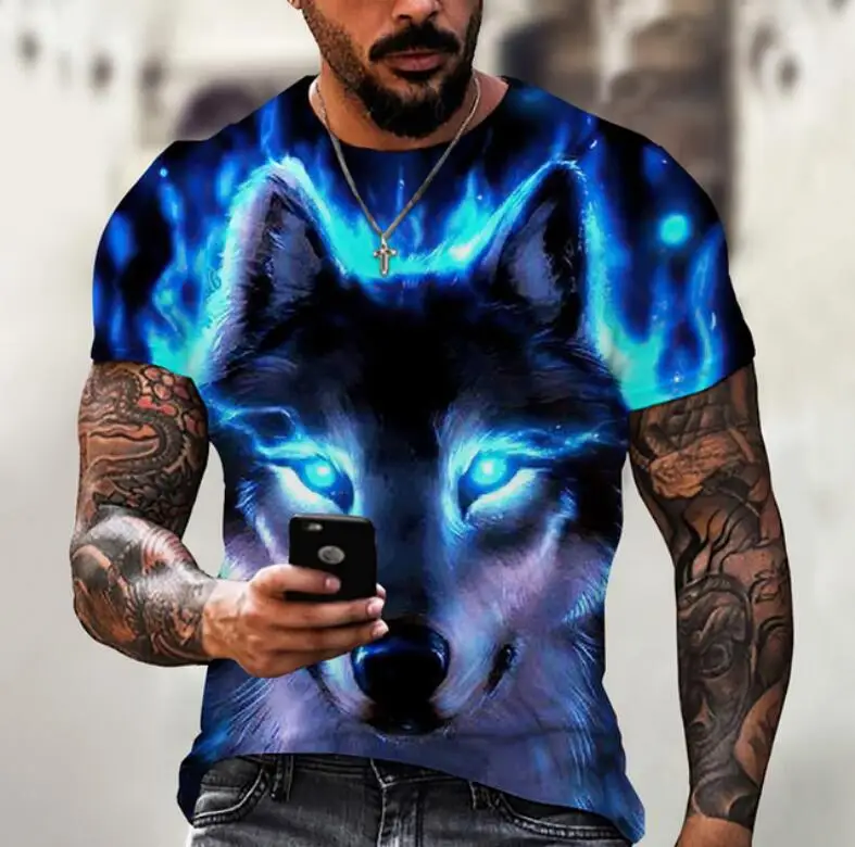 

2022 Summer Wolf t-shirts 3D All Over Printed T Shirts Tee Tops shirts Unisex Tshirt