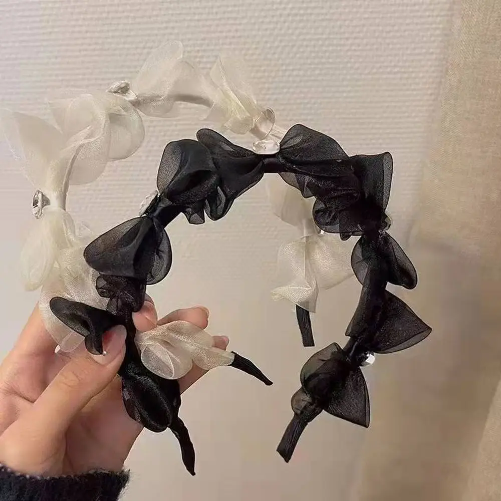 

Весенне-летняя элегантная ретро Заколка для волос милые стразы аксессуары для волос Изысканная сетчатая повязка на голову с бантом