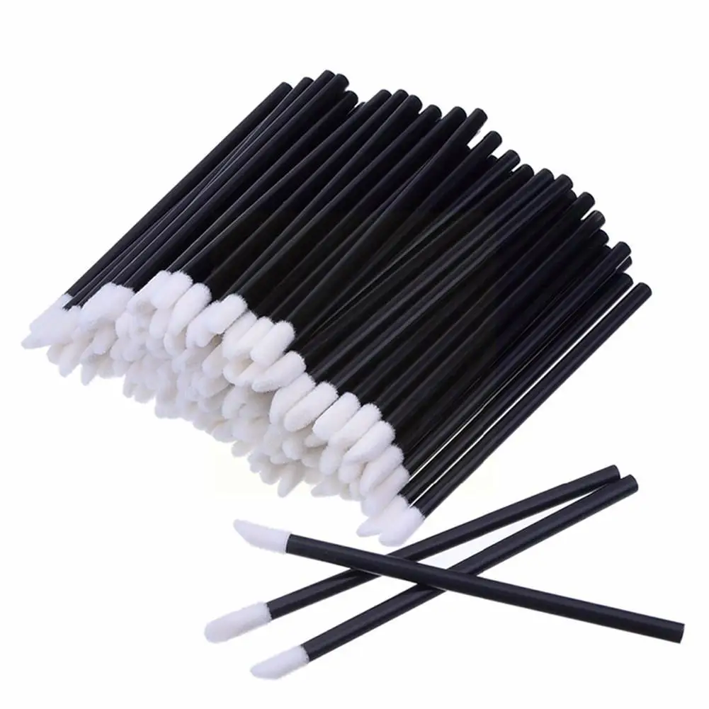 

50pcs Disposable Cosmetic Makeup Lip Brush Lipstick Gloss Eyeshadow Applicator Glossy Lip Tools Wands Cleaner Pen Brushes L R2K5