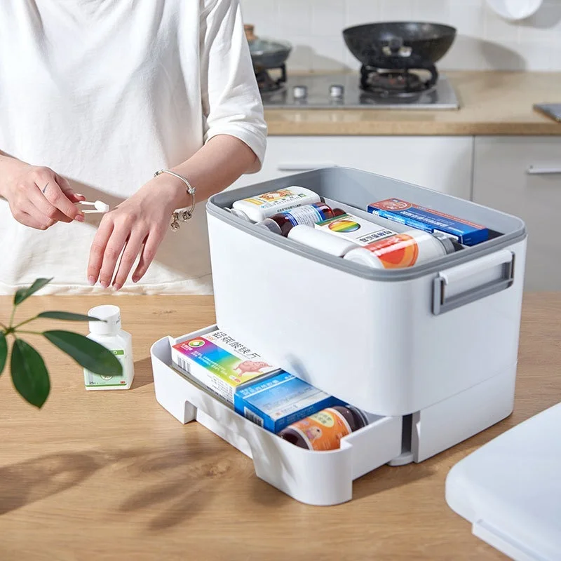

Double-layer Storage Medicine Large Household Plastic Emergency Portable Box First Aid Kit Plastic Multi-Functional Cabinet Case