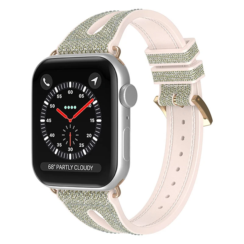 Bling Thin Strap for Apple Watch Band 45mm 44mm 41mm 40mm 38mm correa women Silicone Bracelet for iWatch Series 8 7 SE 6 5 Belt