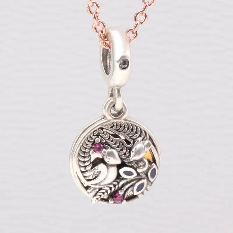 

S925 Sterling Silver Pendant Always By Your Side Charm Fit Original Beads Necklace