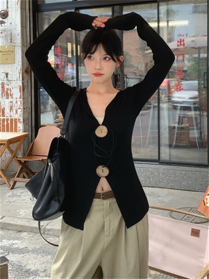 PLAMTEE узкие женские футболки однотонные повседневные с расклешенными рукавами