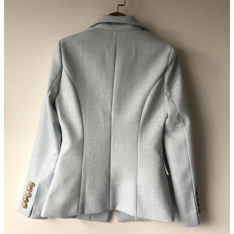 Women's Metal Lion Head Button Double Breasted Blazer