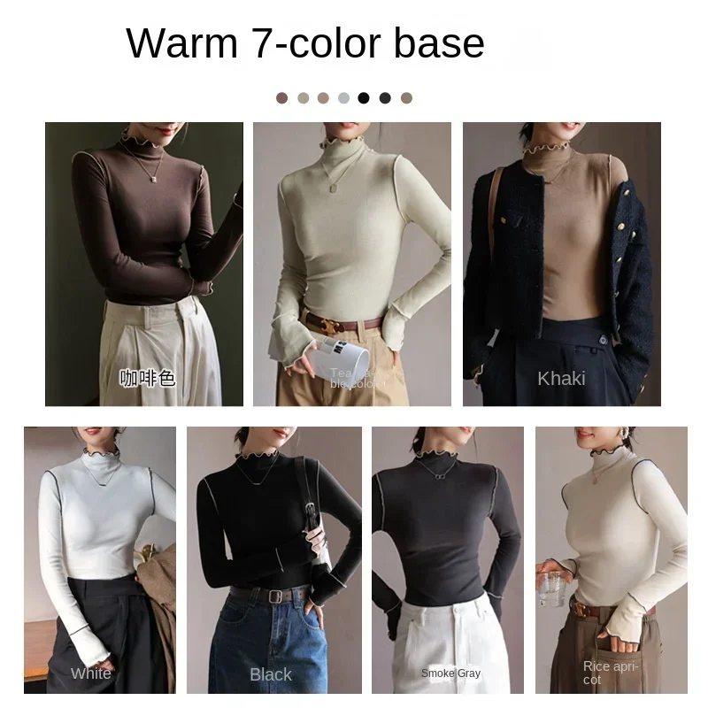 Оптовая продажа базовые приталенные флисовые топы с высоким воротником женские