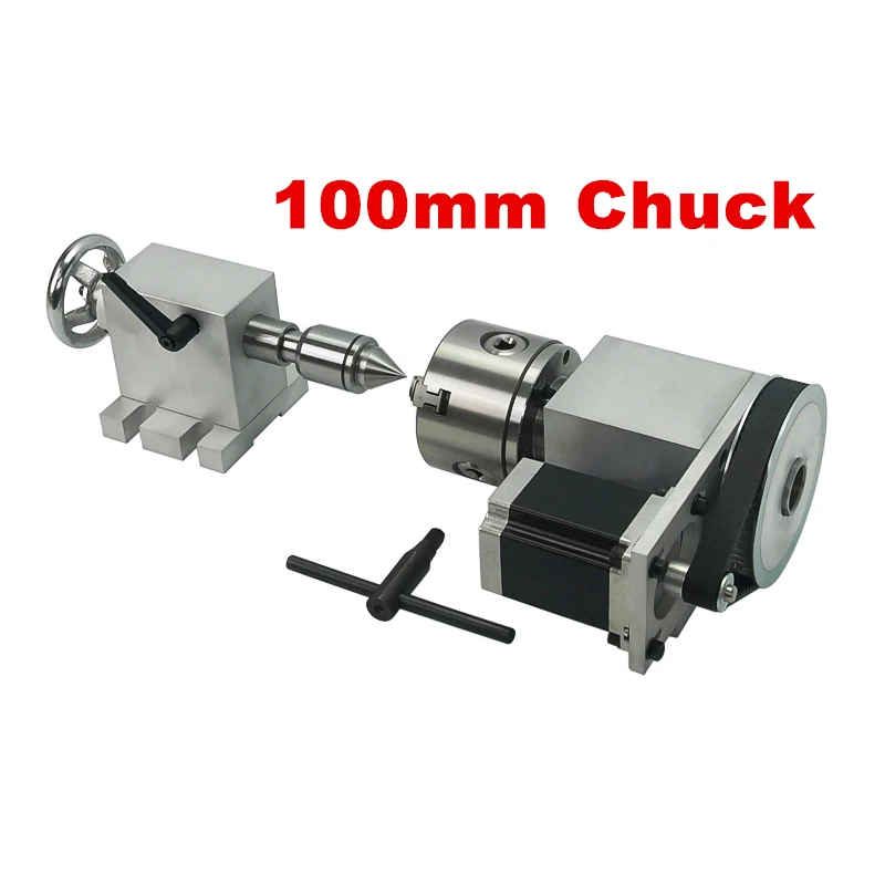 Rotary 4th A Axis for CNC Router Engraver Milling Machine 80mm chuck 100mm 4 jaw activity tailstock