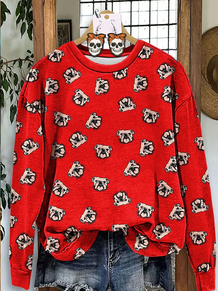 Классическая толстовка с принтом бульдога