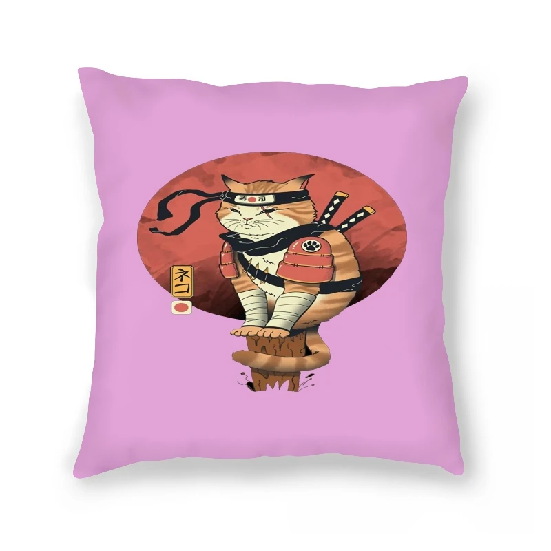 

Japanese Ninja Cat Printing Cool Pillow Case Vintage Fashion Punk Streetwear