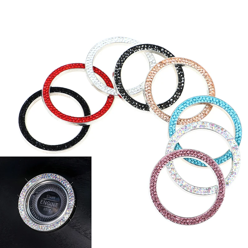 

Car One-Key Engine Start Ignition Push Button Cover Decor Diamond Crystal Ring