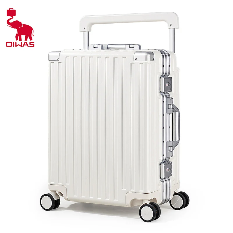 OIWAS Wide Handle Aluminum Frame Suitcase Carry On Rolling Travel Luggage Women Boarding Cabin Men Trolley Case Spinner Wheels