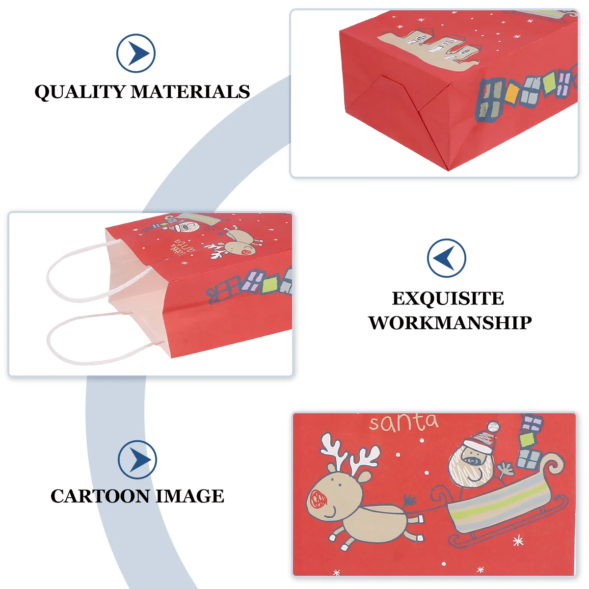 24 Hand Tote Kraft Paper Bag Christmas Bag Festival Bag for Decor Candy Gift