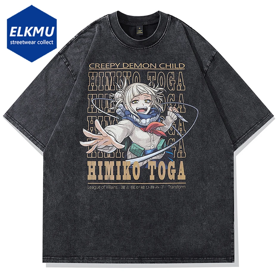

Japan Anime Printed T-shirts 2023 Summer Streetwear Hip Hop Tee Oversized Harajuku Black Y2K Tops Short Sleeve Cotton T Shirt