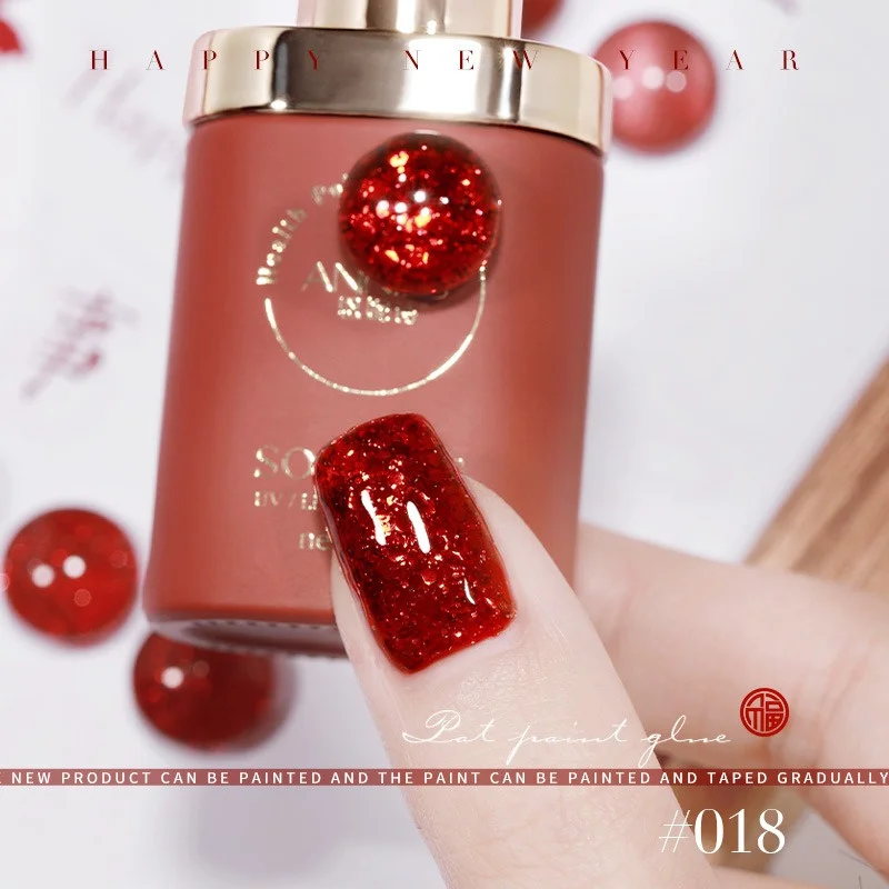 Винно-красный блестящий гель-лак для ногтей