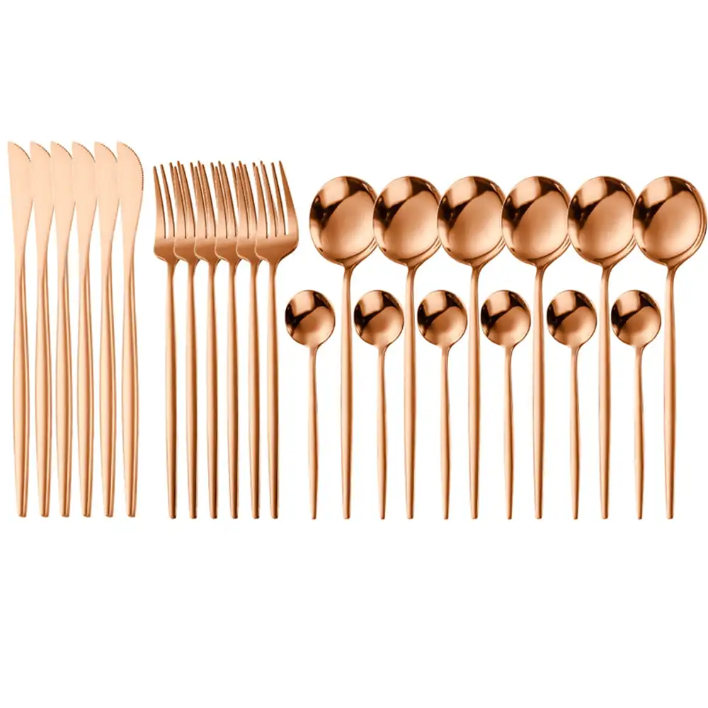 

Rose gold Dinnerware Set Kitchen Supplies Stainless Steel Tableware Knife Fork Spoon Cutlery Set Gift