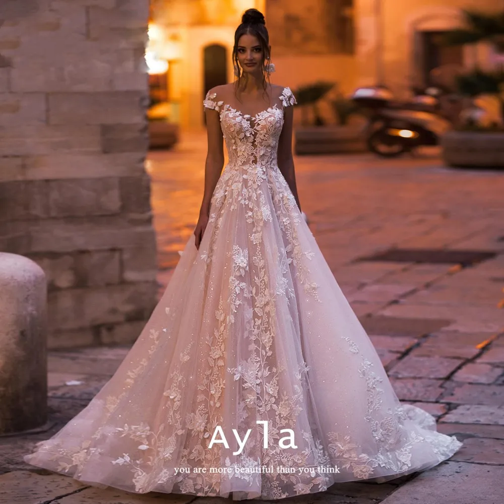 

Glistening Princess Ball Gown Wedding Dress Tulle Sweep Train Bridal Dress Vestidos De Novia Bride Robe Bridal Gown